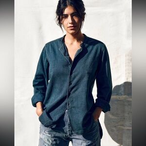 Imogene and Willie The Inez Button Down, Faded Blue Palisade, Size Small